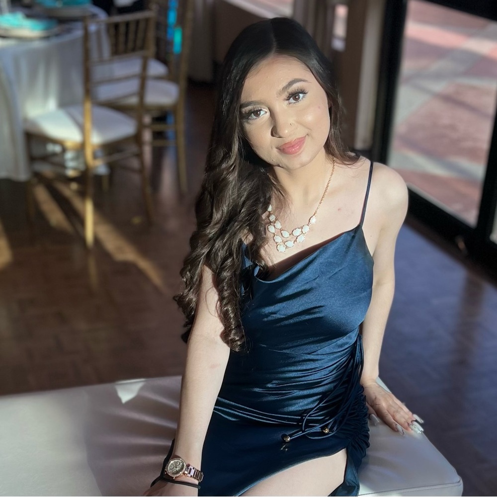 Fashion Nova “Miss Honey Satin Midi Slip Dress- Navy”